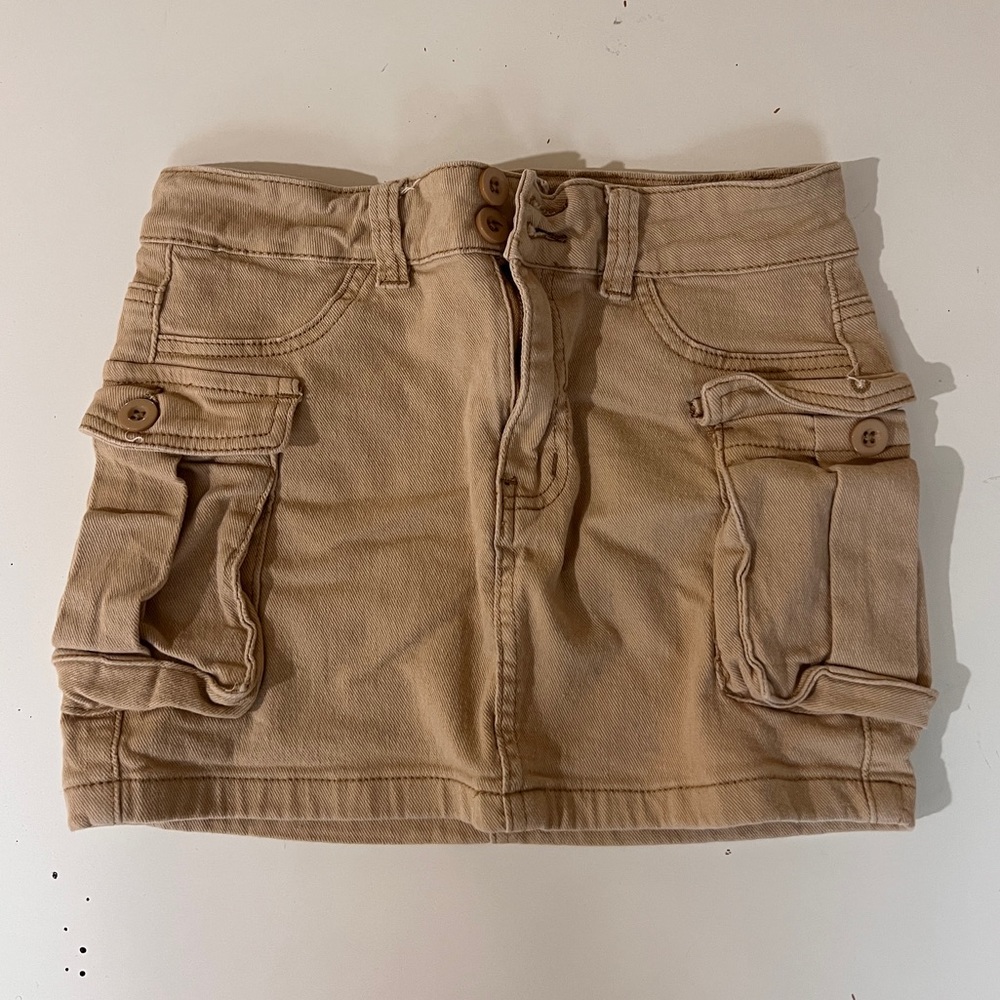 Beige Cargo Skirt